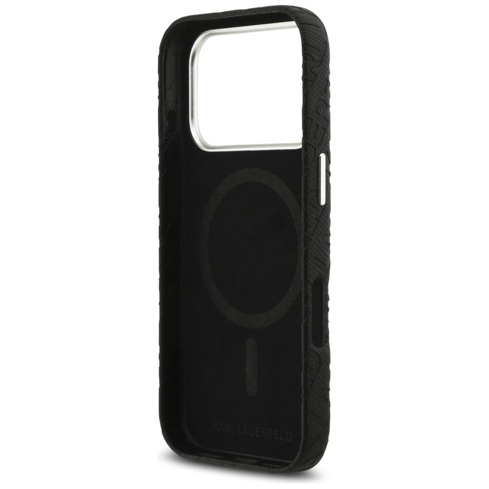 Husa MagSafe pentru Apple iPhone 17 Pro Max, Karl Lagerfeld, FW Stamped Karl, Neagra