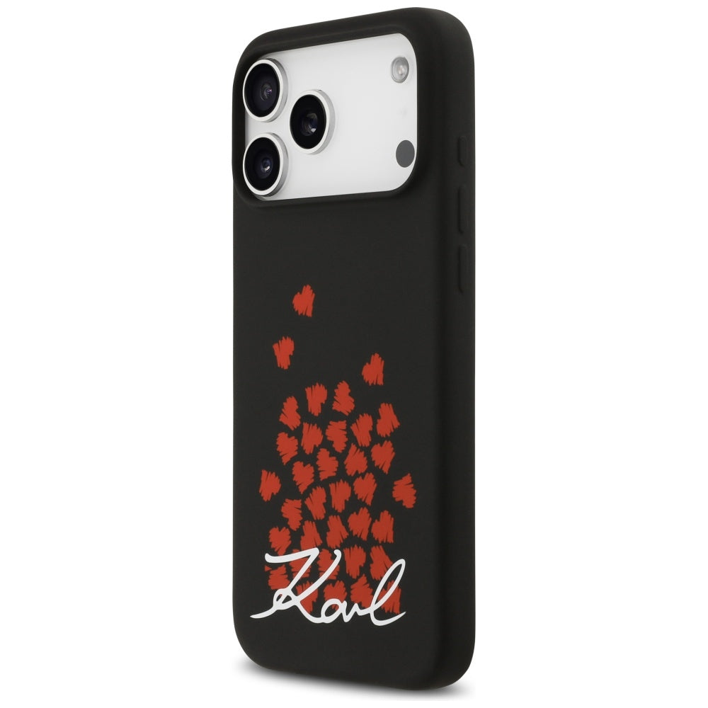 Husa MagSafe pentru Apple iPhone 17 Pro Max, Karl Lagerfeld, Heart Sign Logo, Neagra