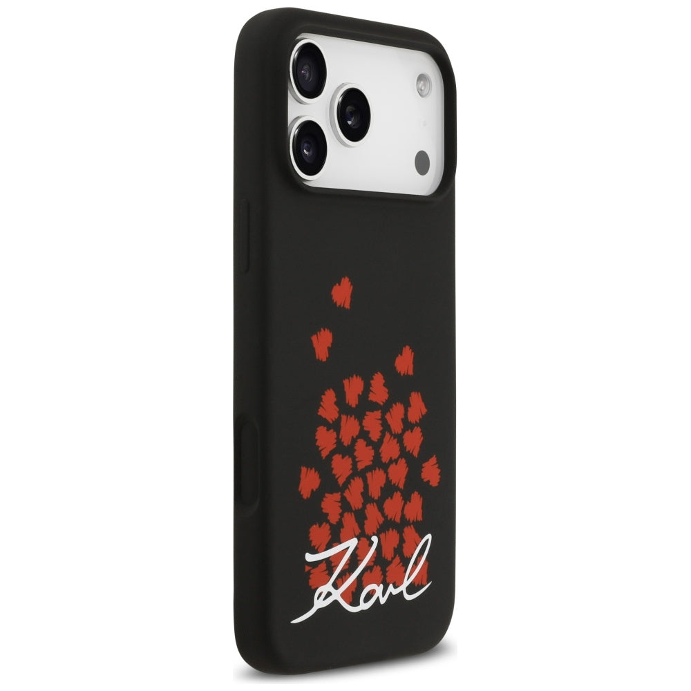 Husa MagSafe pentru Apple iPhone 17 Pro Max, Karl Lagerfeld, Heart Sign Logo, Neagra