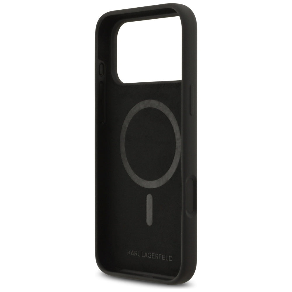 Husa MagSafe pentru Apple iPhone 17 Pro Max, Karl Lagerfeld, Heart Sign Logo, Neagra
