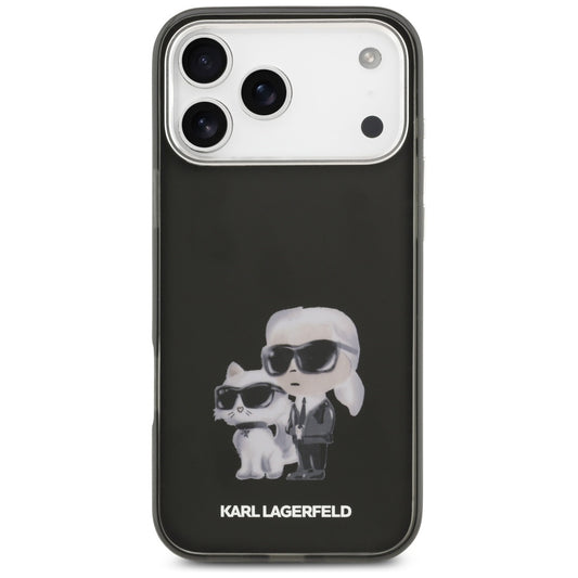 Husa MagSafe pentru Apple iPhone 17 Pro Max, Karl Lagerfeld, IML Aquarelle Logo Karl & Choupette, Neagra