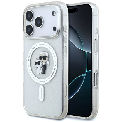 Husa MagSafe pentru Apple iPhone 17 Pro Max, Karl Lagerfeld, IML Glitter Karl & Choupette, Transparenta
