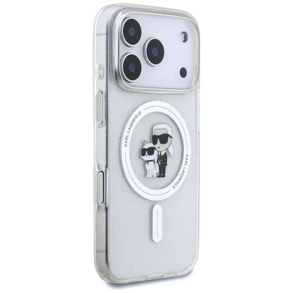 Husa MagSafe pentru Apple iPhone 17 Pro Max, Karl Lagerfeld, IML Glitter Karl & Choupette, Transparenta