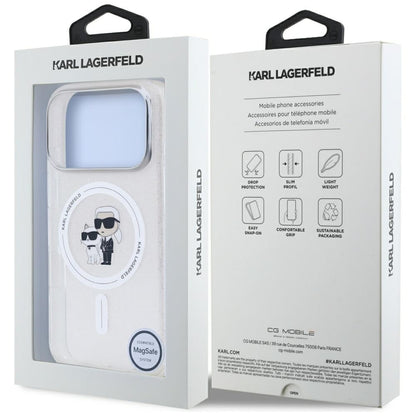 Husa MagSafe pentru Apple iPhone 17 Pro Max, Karl Lagerfeld, IML Glitter Karl & Choupette, Transparenta
