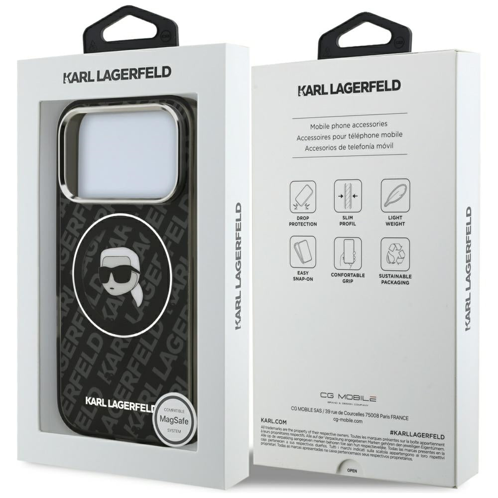 Husa MagSafe pentru Apple iPhone 17 Pro Max, Karl Lagerfeld, IML Karl`s Head, Neagra