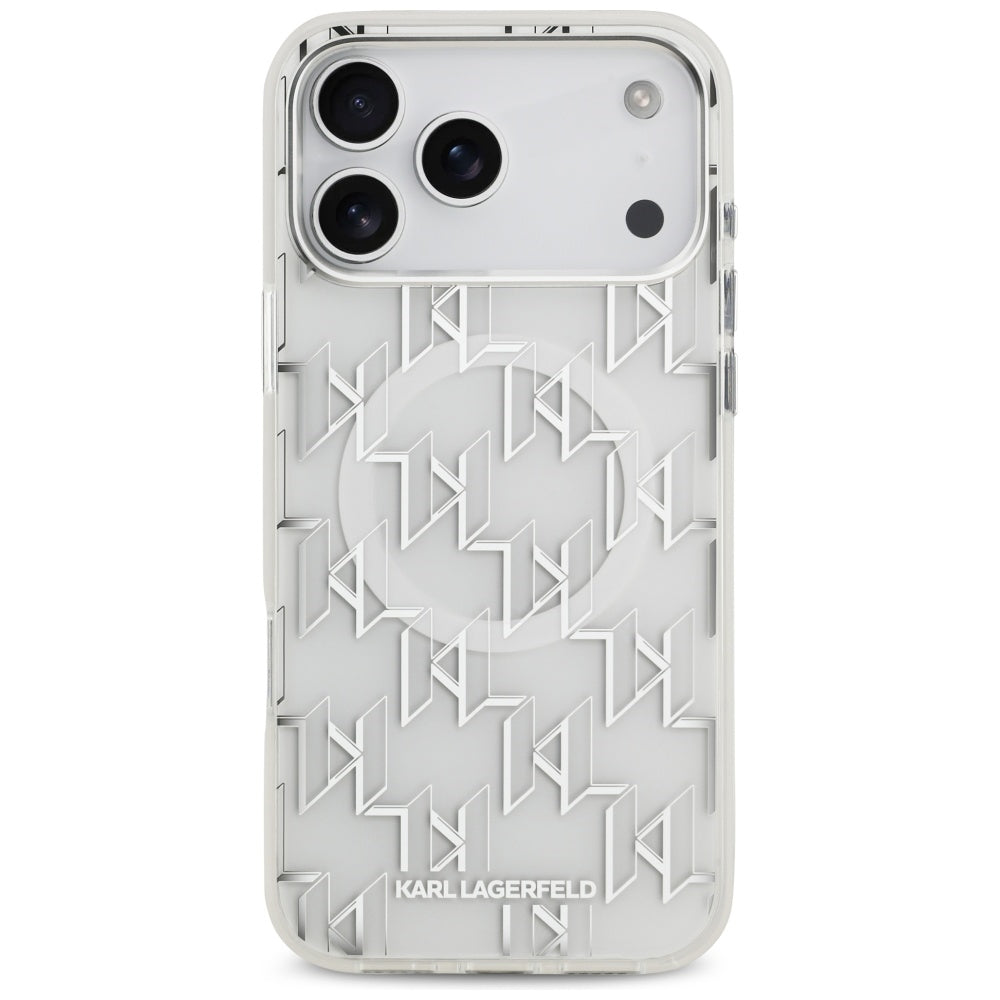 Husa MagSafe pentru Apple iPhone 17 Pro Max, Karl Lagerfeld, IML KL Monogram, Alba