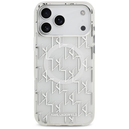 Husa MagSafe pentru Apple iPhone 17 Pro Max, Karl Lagerfeld, IML KL Monogram, Alba