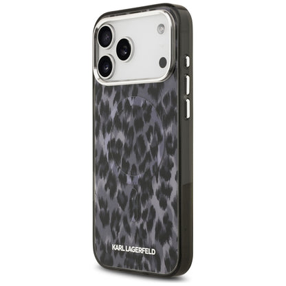 Husa MagSafe pentru Apple iPhone 17 Pro Max, Karl Lagerfeld, IML Leopard Pattern, Neagra