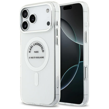 Husa MagSafe pentru Apple iPhone 17 Pro Max, Karl Lagerfeld, IML Logo RSG, Transparenta