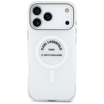 Husa MagSafe pentru Apple iPhone 17 Pro Max, Karl Lagerfeld, IML Logo RSG, Transparenta