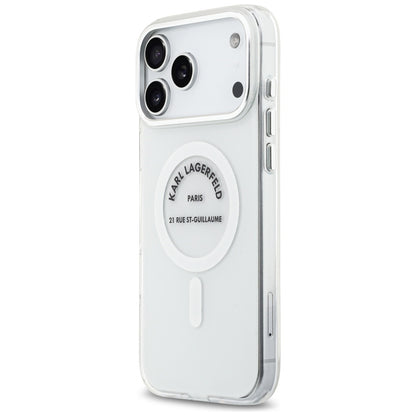 Husa MagSafe pentru Apple iPhone 17 Pro Max, Karl Lagerfeld, IML Logo RSG, Transparenta