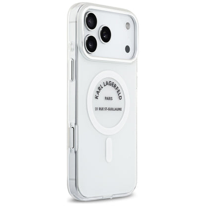 Husa MagSafe pentru Apple iPhone 17 Pro Max, Karl Lagerfeld, IML Logo RSG, Transparenta