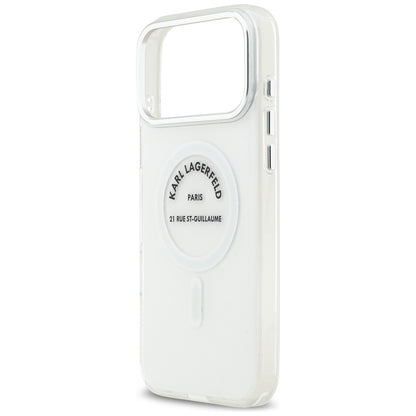 Husa MagSafe pentru Apple iPhone 17 Pro Max, Karl Lagerfeld, IML Logo RSG, Transparenta