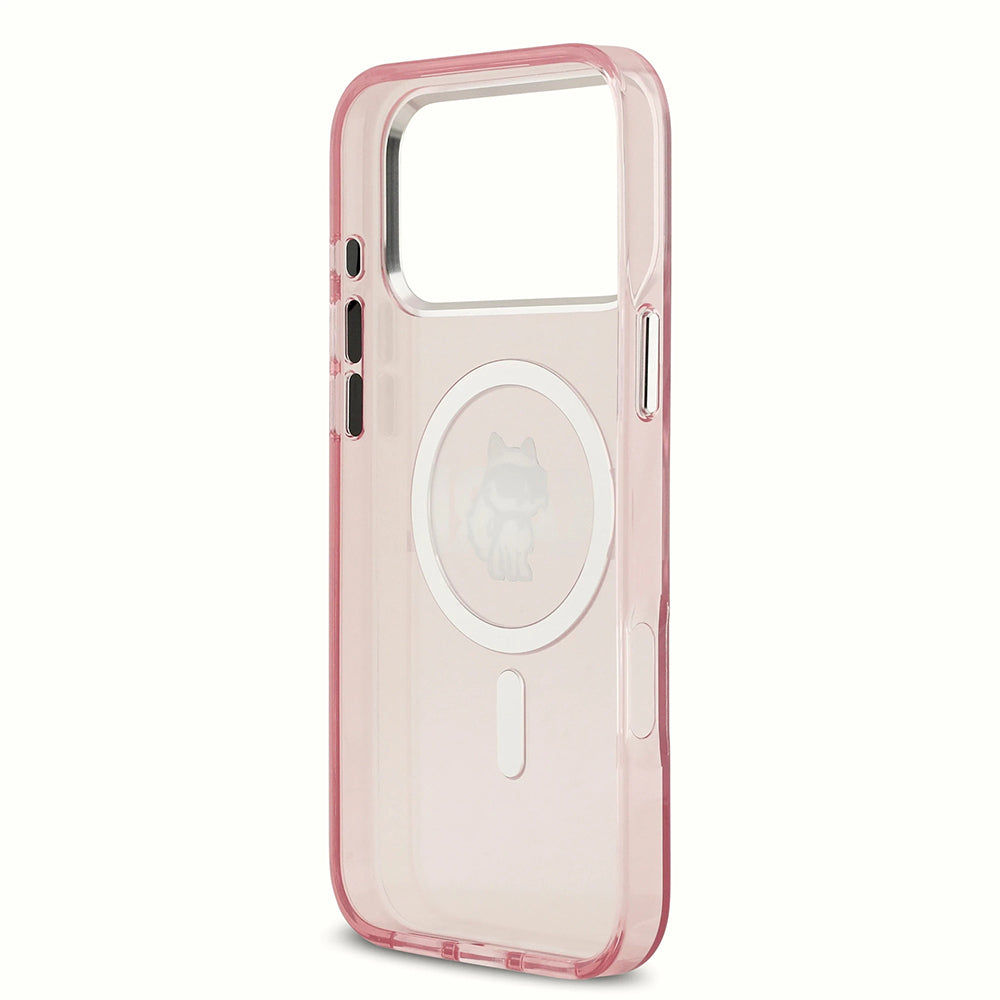 Husa MagSafe pentru Apple iPhone 17 Pro Max, Karl Lagerfeld, IML Sketch Logo Choupette, Roz