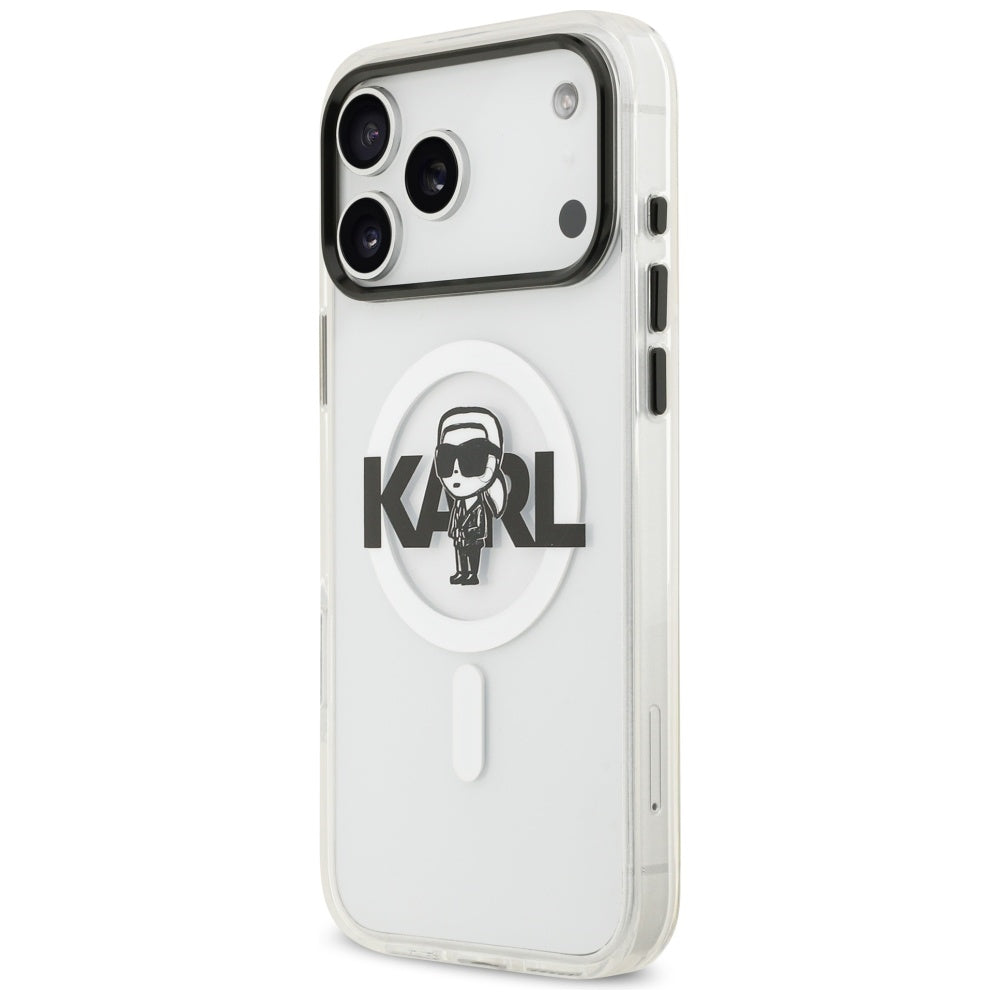 Husa MagSafe pentru Apple iPhone 17 Pro Max, Karl Lagerfeld, IML Sketch Logo Karl, Transparenta