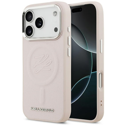 Husa MagSafe pentru Apple iPhone 17 Pro Max, Karl Lagerfeld, Initial & Metal Logo , Roz
