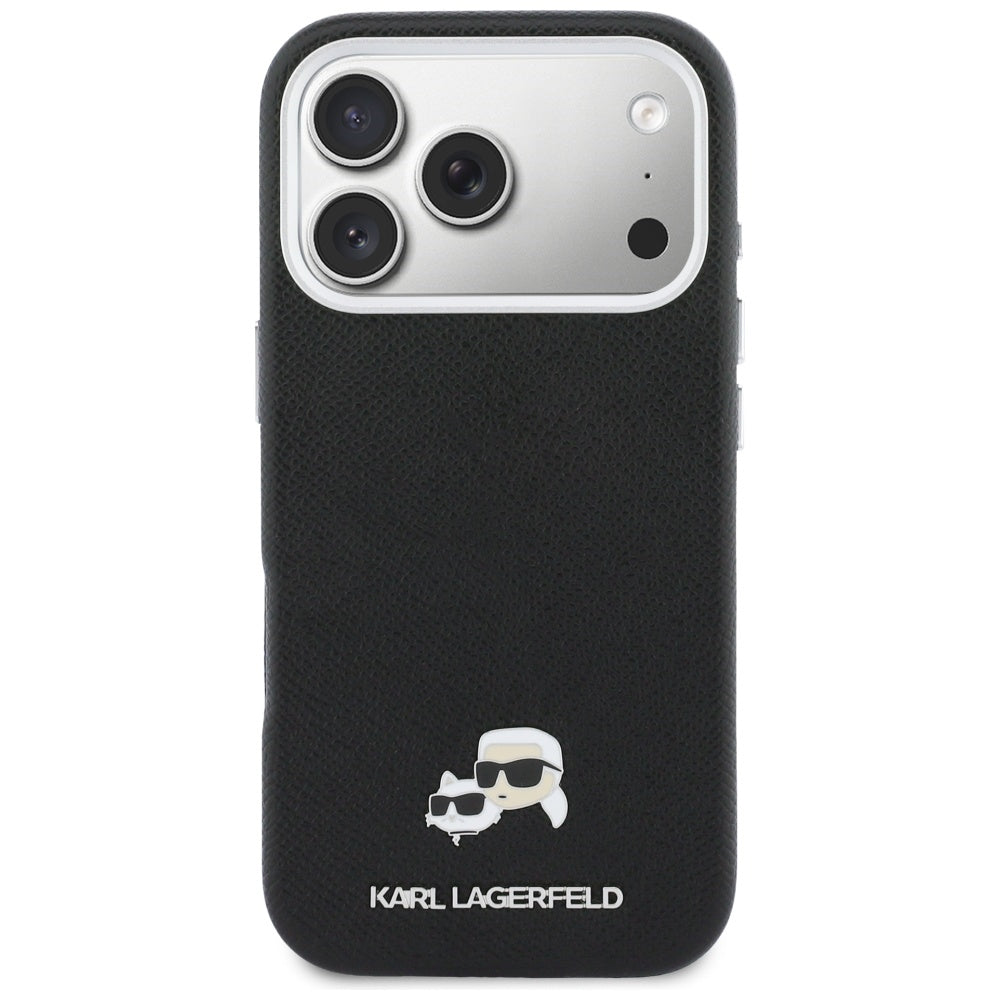 Husa MagSafe pentru Apple iPhone 17 Pro Max, Karl Lagerfeld, Karl & Choupette Head's Pin, Neagra