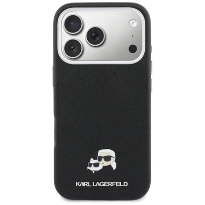 Husa MagSafe pentru Apple iPhone 17 Pro Max, Karl Lagerfeld, Karl & Choupette Head's Pin, Neagra