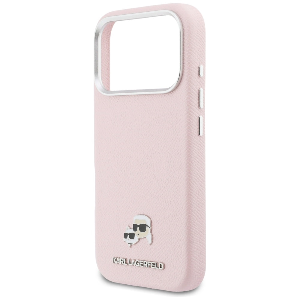Husa MagSafe pentru Apple iPhone 17 Pro Max, Karl Lagerfeld, Karl & Choupette Head's Pin, Roz