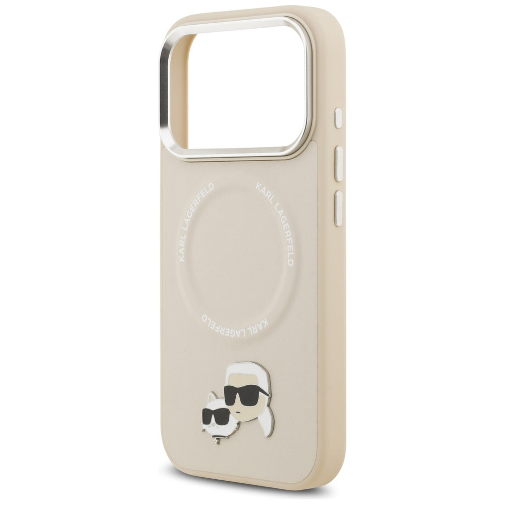 Husa MagSafe pentru Apple iPhone 17 Pro Max, Karl Lagerfeld, Karl & Choupette Pins, Bej