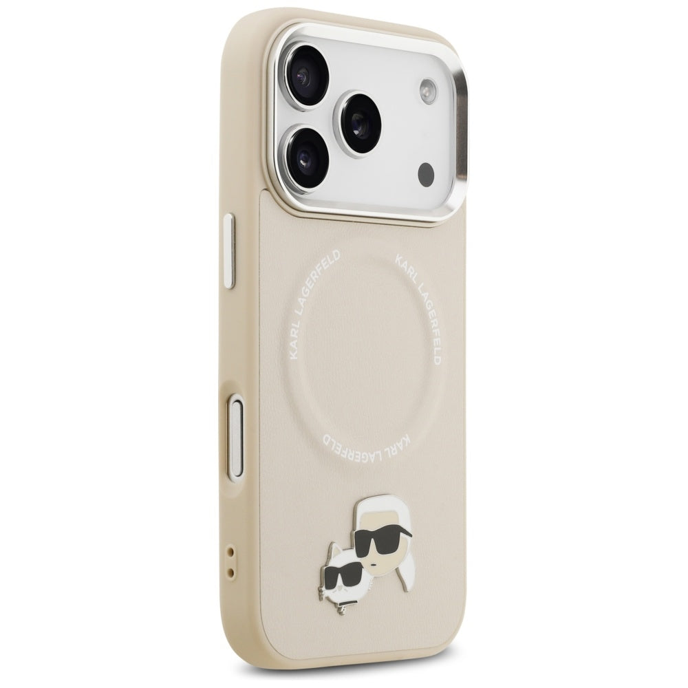 Husa MagSafe pentru Apple iPhone 17 Pro Max, Karl Lagerfeld, Karl & Choupette Pins, Bej