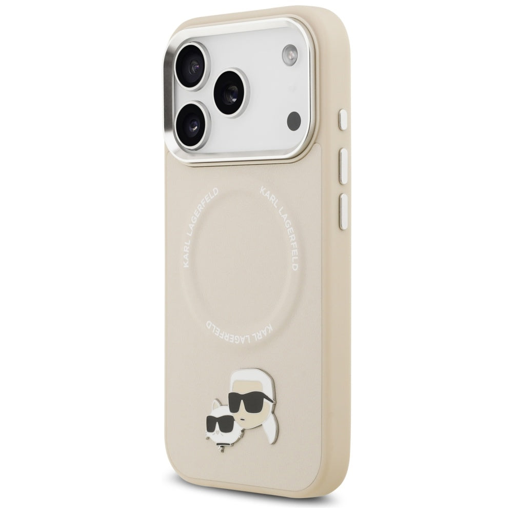 Husa MagSafe pentru Apple iPhone 17 Pro Max, Karl Lagerfeld, Karl & Choupette Pins, Bej
