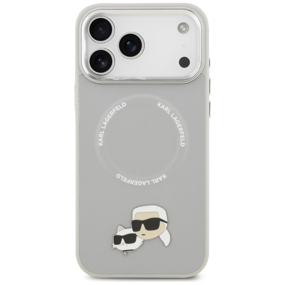 Husa MagSafe pentru Apple iPhone 17 Pro Max, Karl Lagerfeld, Karl & Choupette Pins, Gri