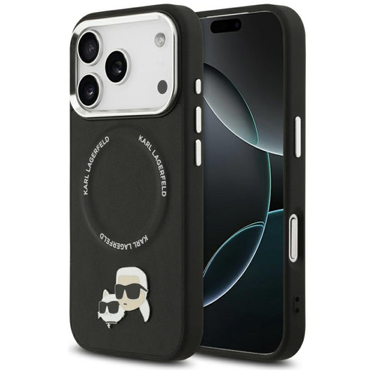 Husa MagSafe pentru Apple iPhone 17 Pro Max, Karl Lagerfeld, Karl & Choupette Pins, Neagra