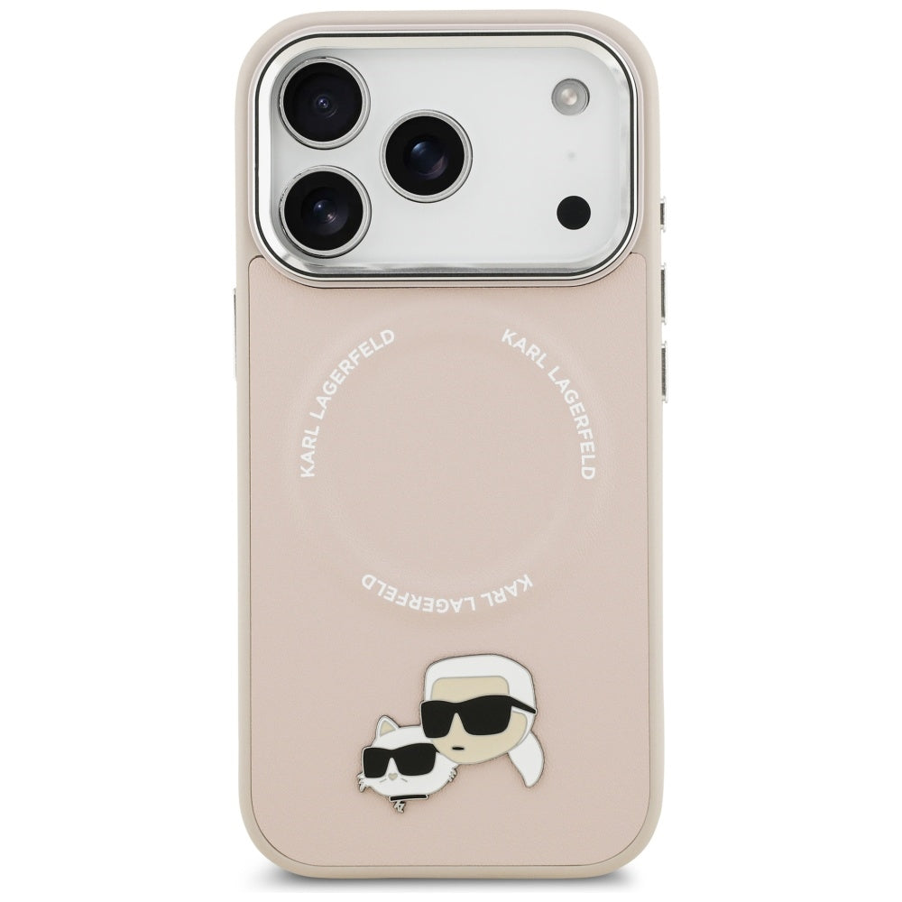 Husa MagSafe pentru Apple iPhone 17 Pro Max, Karl Lagerfeld, Karl & Choupette Pins, Roz
