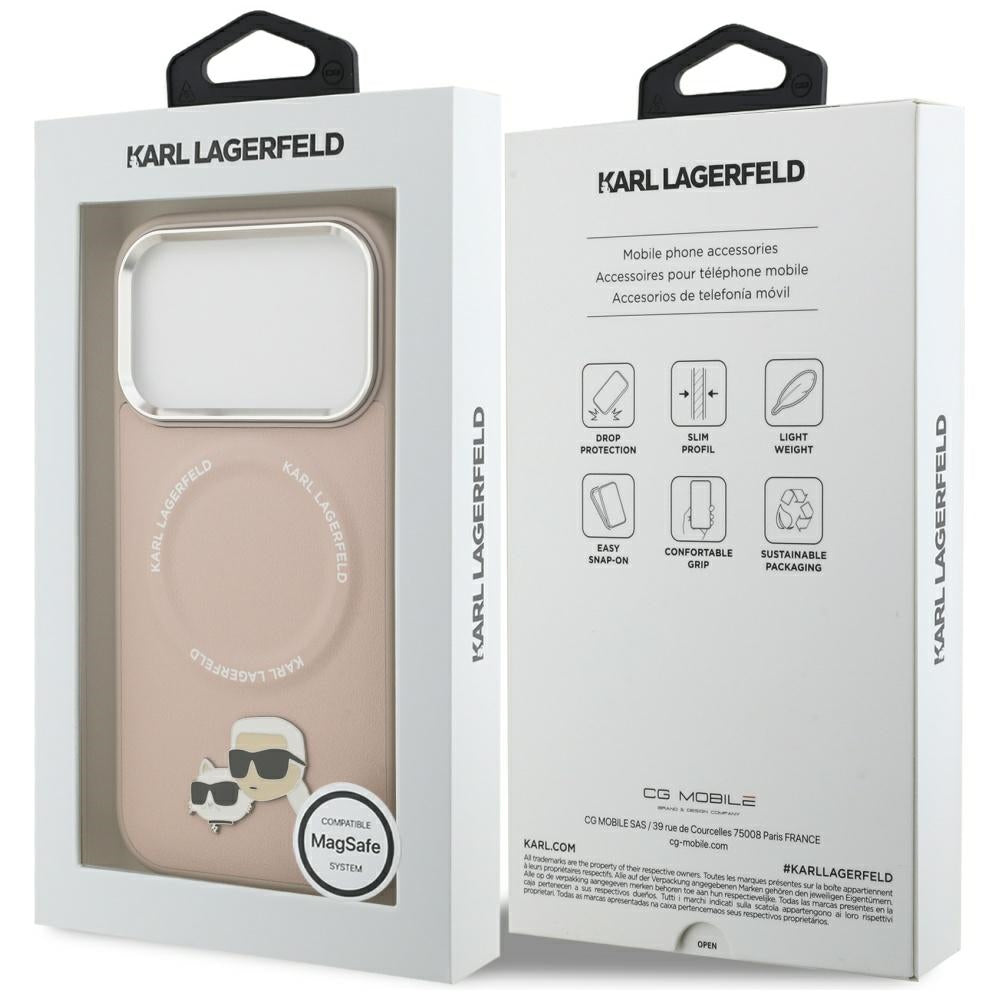 Husa MagSafe pentru Apple iPhone 17 Pro Max, Karl Lagerfeld, Karl & Choupette Pins, Roz