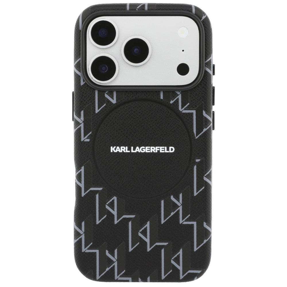 Husa MagSafe pentru Apple iPhone 17 Pro Max, Karl Lagerfeld, KL Monogram Logo, Neagra