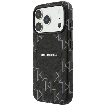 Husa MagSafe pentru Apple iPhone 17 Pro Max, Karl Lagerfeld, KL Monogram Logo, Neagra