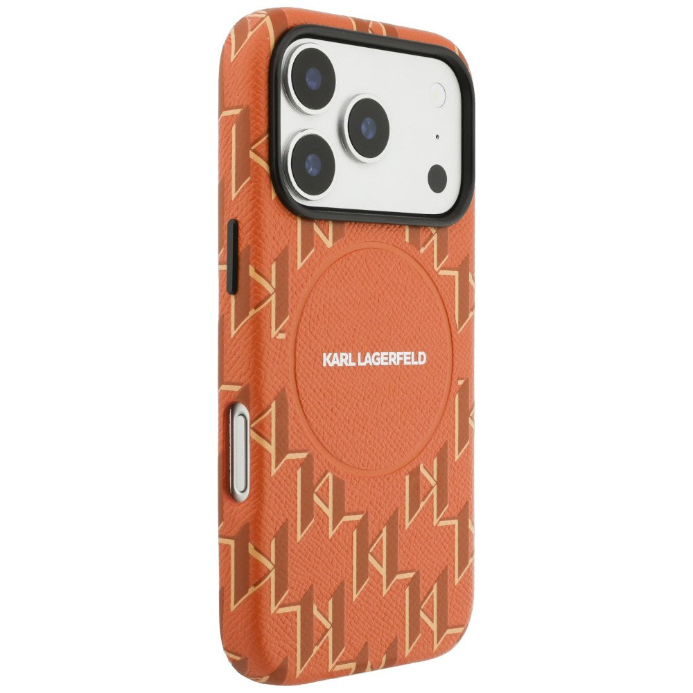 Husa MagSafe pentru Apple iPhone 17 Pro Max, Karl Lagerfeld, KL Monogram Logo, Portocalie