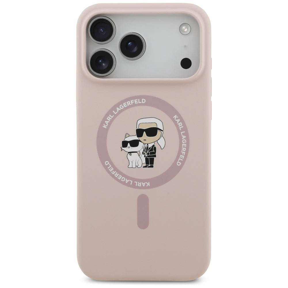Husa MagSafe pentru Apple iPhone 17 Pro Max, Karl Lagerfeld, Ring Karl & Choupette, Roz