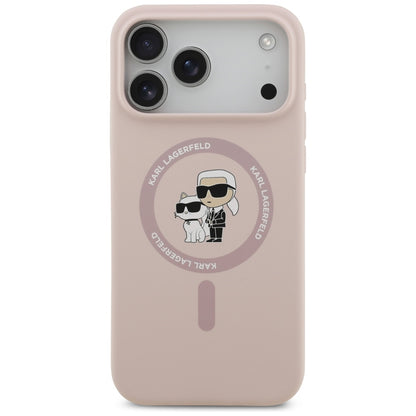 Husa MagSafe pentru Apple iPhone 17 Pro Max, Karl Lagerfeld, Ring Karl & Choupette, Roz