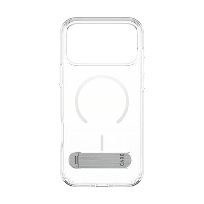 Husa MagSafe pentru Apple iPhone 17 Pro Max, PanzerGlass, Care Feature Kickstand, Transparenta Alba