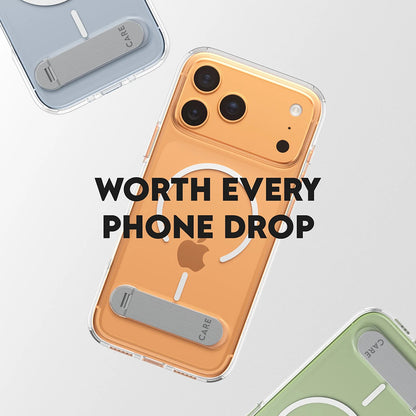 Husa MagSafe pentru Apple iPhone 17 Pro Max, PanzerGlass, Care Feature Kickstand, Transparenta Alba