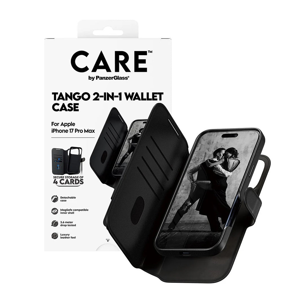 Husa MagSafe pentru Apple iPhone 17 Pro Max, PanzerGlass, Care Feature Tango Two-in-One, Neagra