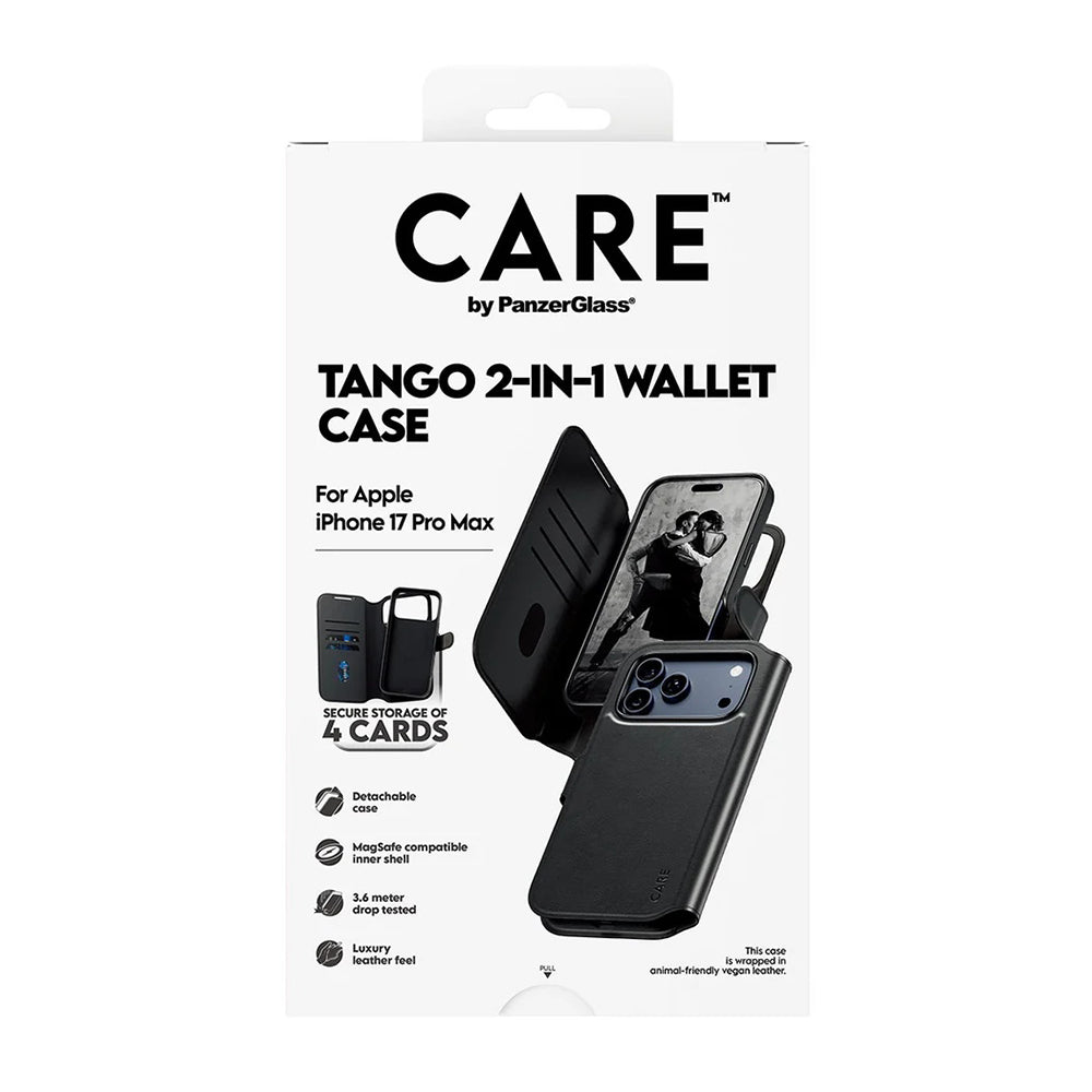 Husa MagSafe pentru Apple iPhone 17 Pro Max, PanzerGlass, Care Feature Tango Two-in-One, Neagra
