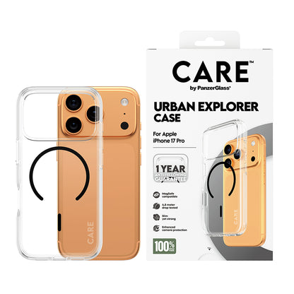Husa MagSafe pentru Apple iPhone 17 Pro Max, PanzerGlass, Care Urban Explorer, Transparenta Neagra