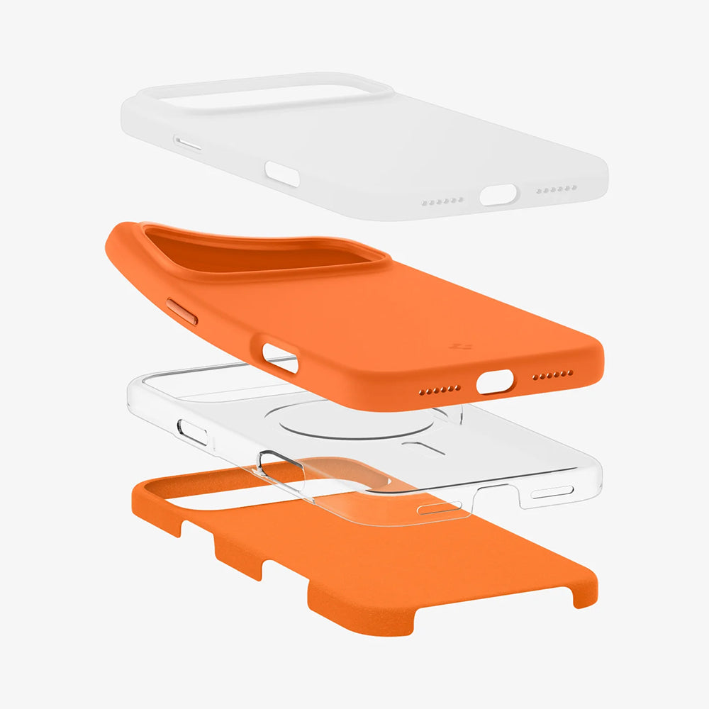 Husa MagSafe pentru Apple iPhone 17 Pro Max, Spigen, Silicone Fit, Portocalie ACS11378