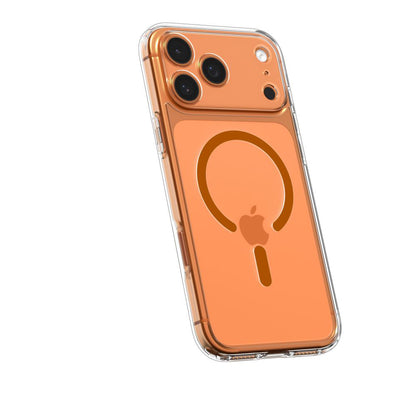 Husa MagSafe pentru Apple iPhone 17 Pro Max, Spigen, Ultra Hybrid, Transparenta Portocalie