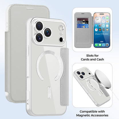 Husa MagSafe pentru Apple iPhone 17 Pro Max, Techsuit, SmartMag Book, Gri