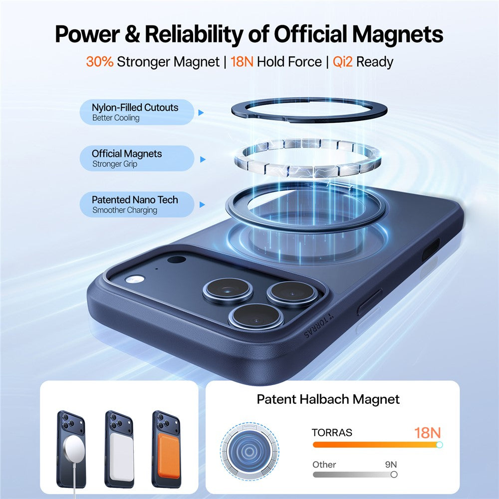 Husa MagSafe pentru Apple iPhone 17 Pro Max, Torras, Ostand Pro, Albastra