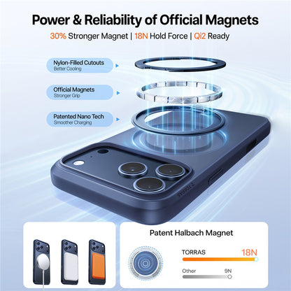 Husa MagSafe pentru Apple iPhone 17 Pro Max, Torras, Ostand Pro, Albastra