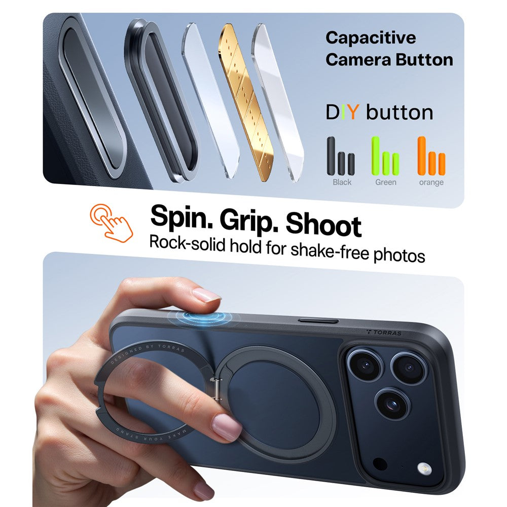 Husa MagSafe pentru Apple iPhone 17 Pro Max, Torras, Ostand Pro, Neagra