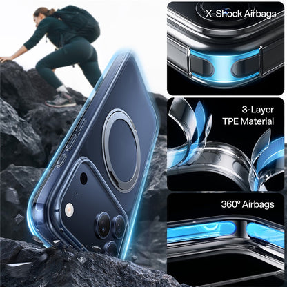 Husa MagSafe pentru Apple iPhone 17 Pro Max, Torras, Ostand Pro, Transparenta