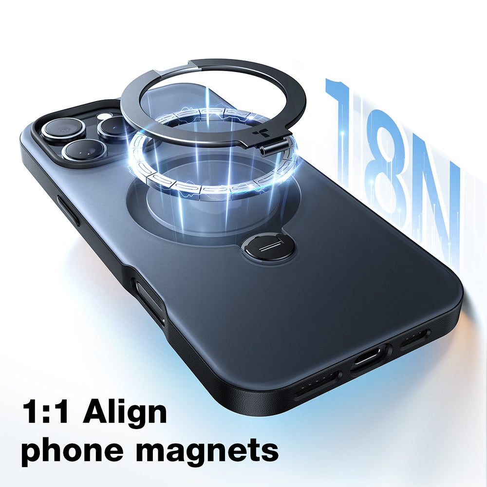 Husa MagSafe pentru Apple iPhone 17 Pro Max, Torras, Ostand Spin, Neagra