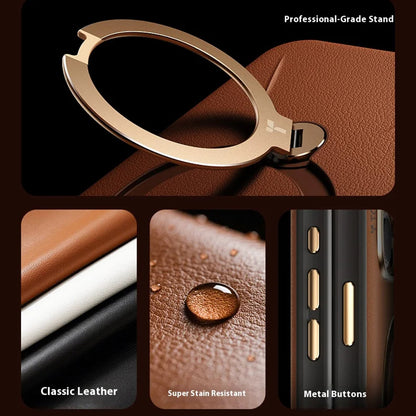 Husa MagSafe pentru Apple iPhone 17 Pro Max, Torras, QPRO Leather, Maro