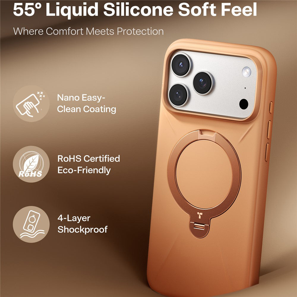 Husa MagSafe pentru Apple iPhone 17 Pro Max, Torras, QPRO Silicone, Portocalie